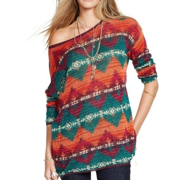 Denim & Supply Ralph Lauren Relaxed Geometric Aztec Sweater Multi-color Size M - Picture 1 of 10